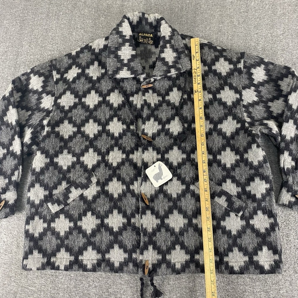 NWT Alpaca Wool Blend Southwestern Jacket Womens Gray Black 50% Alpaca Coat XL - Picture 7 of 13